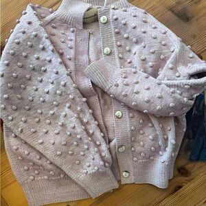 Pink Textured Button-Up Cardigan